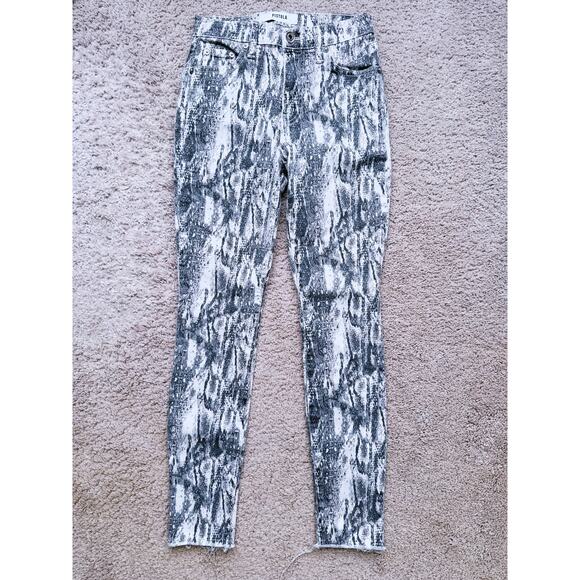Pistola Revolve Snake Skin Print Skinny Stretchy Raw Hem Jeans 24 Edgy Statement - Picture 5 of 13